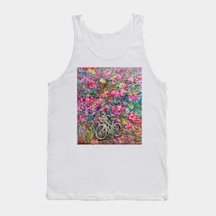 Bicycle under a flowering bush. Empuriabrava Tank Top